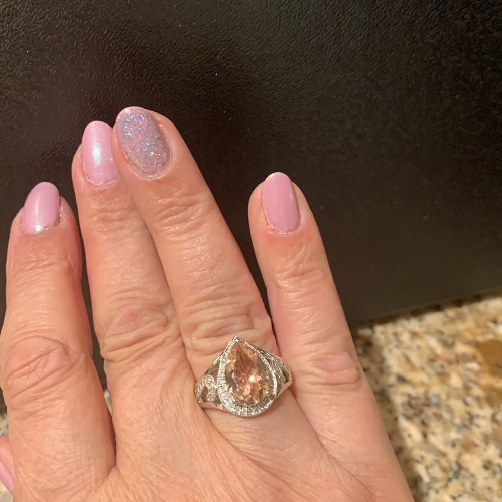 Morganite and Diamond 14kt White Gold Ring